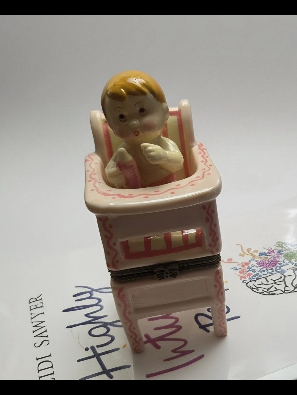 Vintage Rare Baby in Highchair Trinket Box -4 Piece